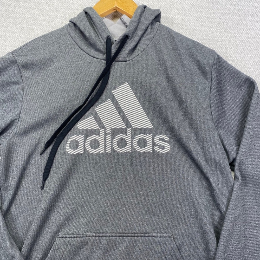 adidas Game & Go Men's Medium Hoodie Grey Fleece Pullover Sweatshirt GT0057